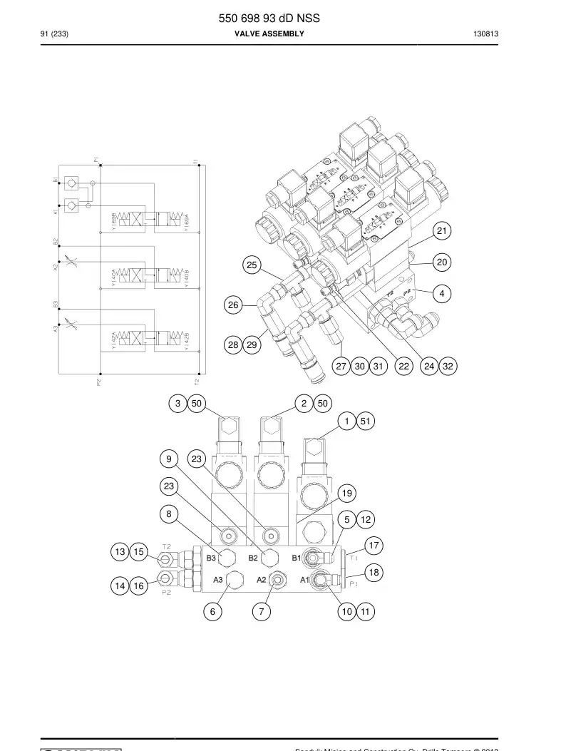 55069893d 550 698 93d Valve Assembly - Sandvik Technical Drawing