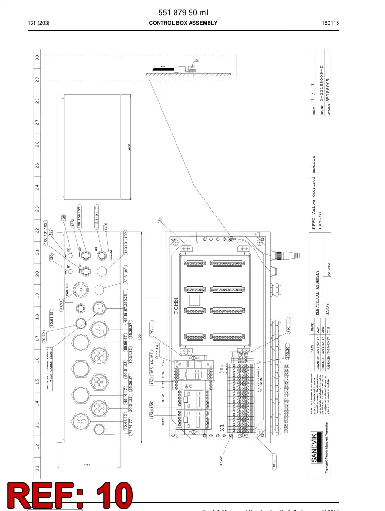 55070057p 550 700 57p Enclosure, Stainless Steel - Sandvik Technical Drawing