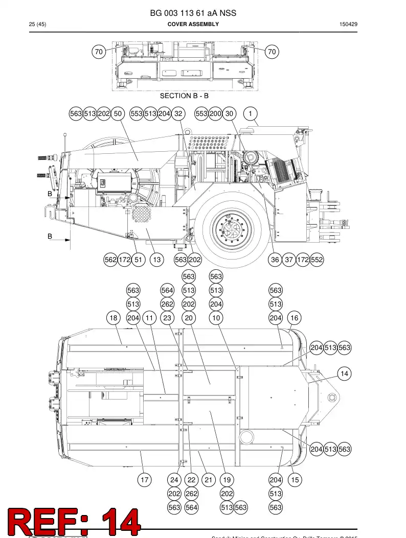 55070276a 550 702 76a Plate, Cover - Sandvik Technical Drawing