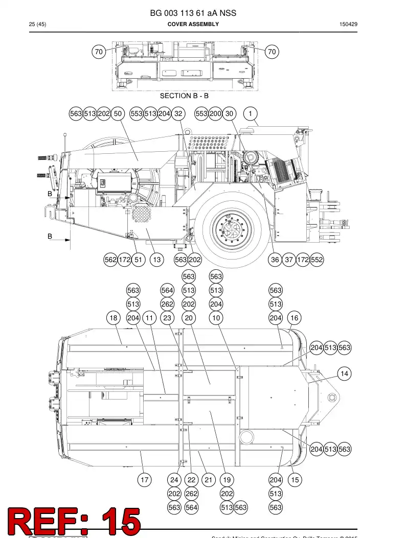 55070277a 550 702 77a Plate, Cover - Sandvik Technical Drawing