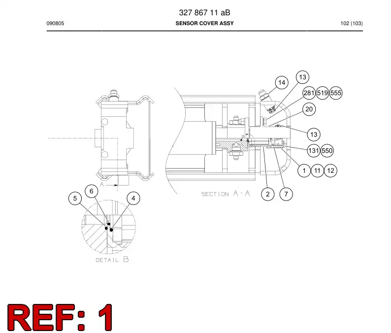 55070340 550 703 40 Cover - Sandvik Technical Drawing