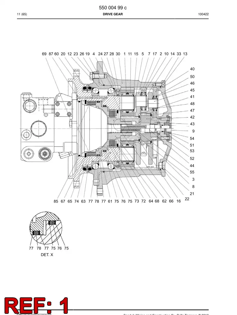 55070509a 550 705 09a Planet gear - Sandvik Technical Drawing