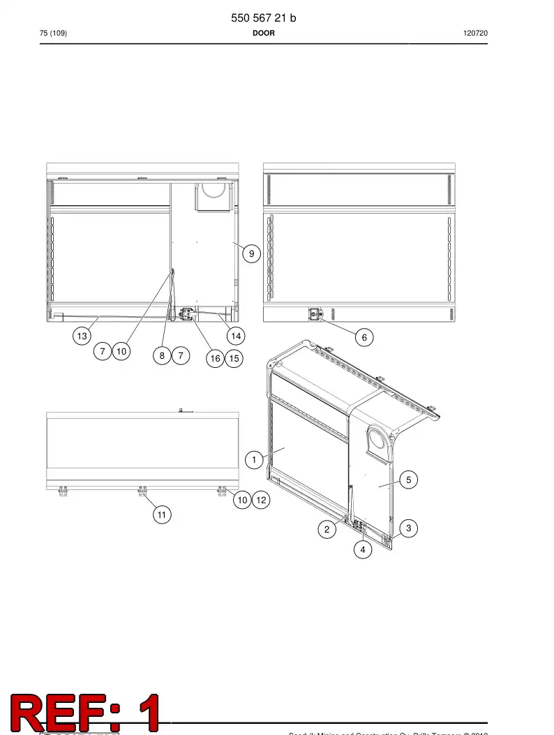 55070615 550 706 15 Door - Sandvik Technical Drawing
