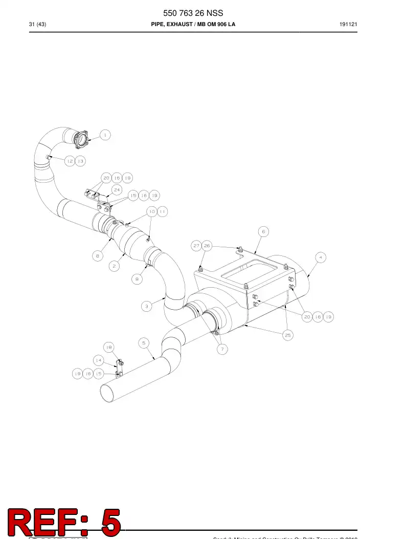 55070683a 550 706 83a Pipe, Exhaust - Sandvik Technical Drawing