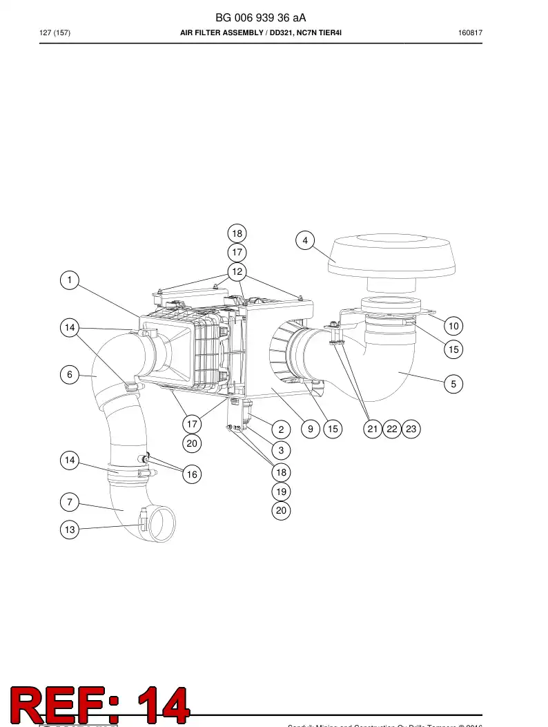 55070819 550 708 19 Clamp, Hose - Sandvik Technical Drawing