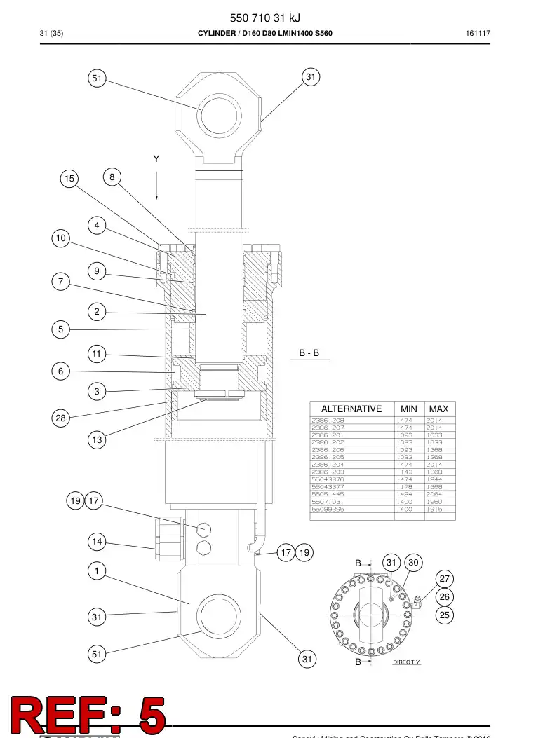 55071034 550 710 34 Limit bushing - Sandvik Technical Drawing