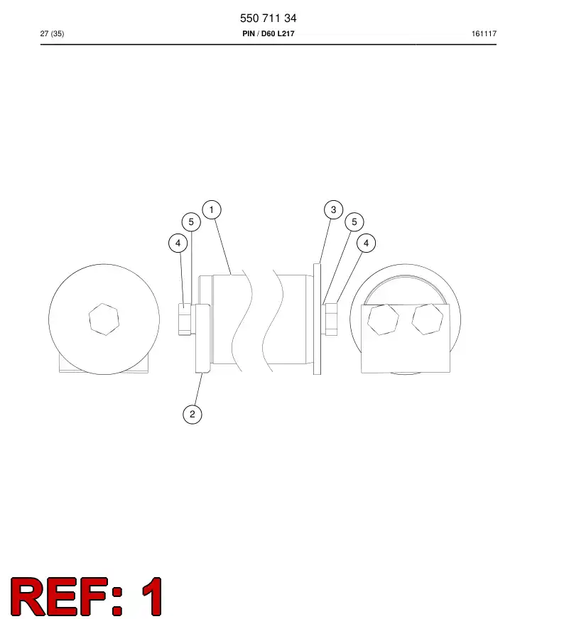55071135 550 711 35 Pin - Sandvik Technical Drawing