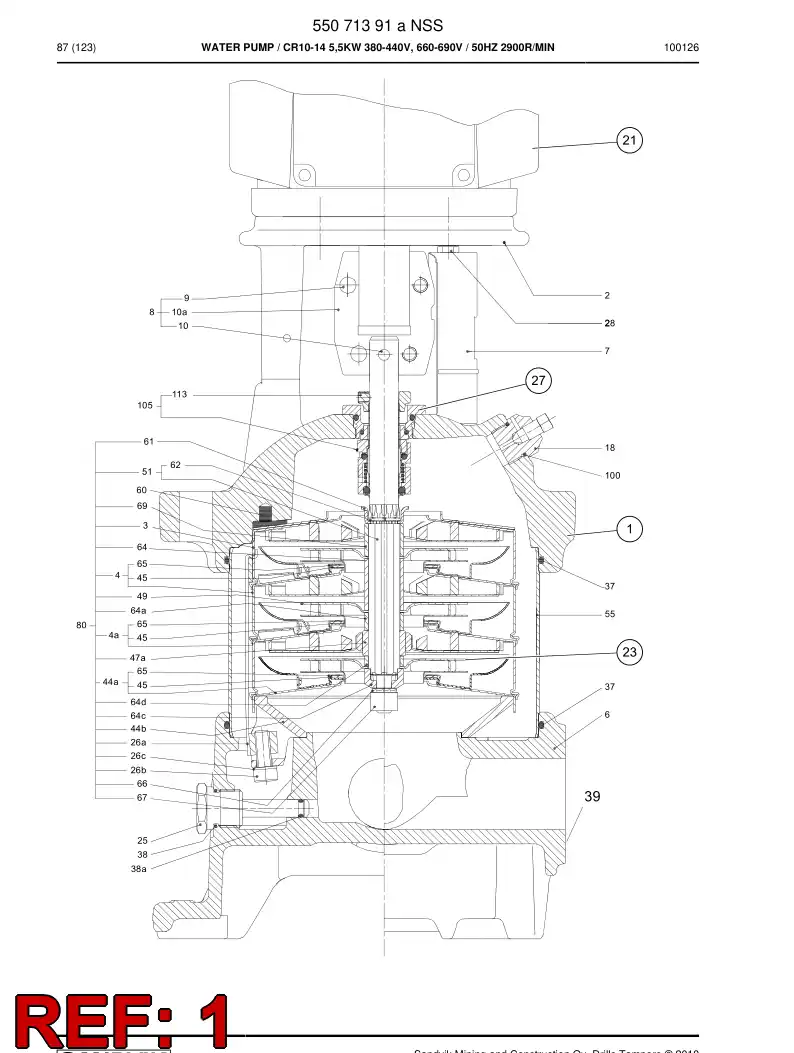 55071397a 550 713 97a Water pump - Sandvik Technical Drawing