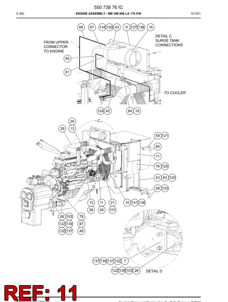 55071398 550 713 98 Intake pipe - Sandvik Technical Drawing