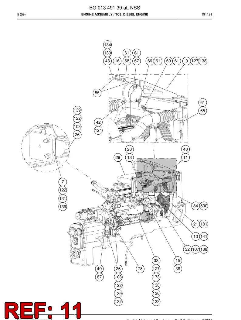 55071398a 550 713 98a Pipe, Intake - Sandvik Technical Drawing