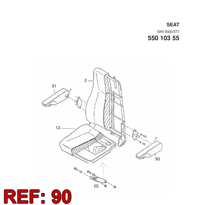 55071451 550 714 51 ARMREST - Sandvik Technical Drawing
