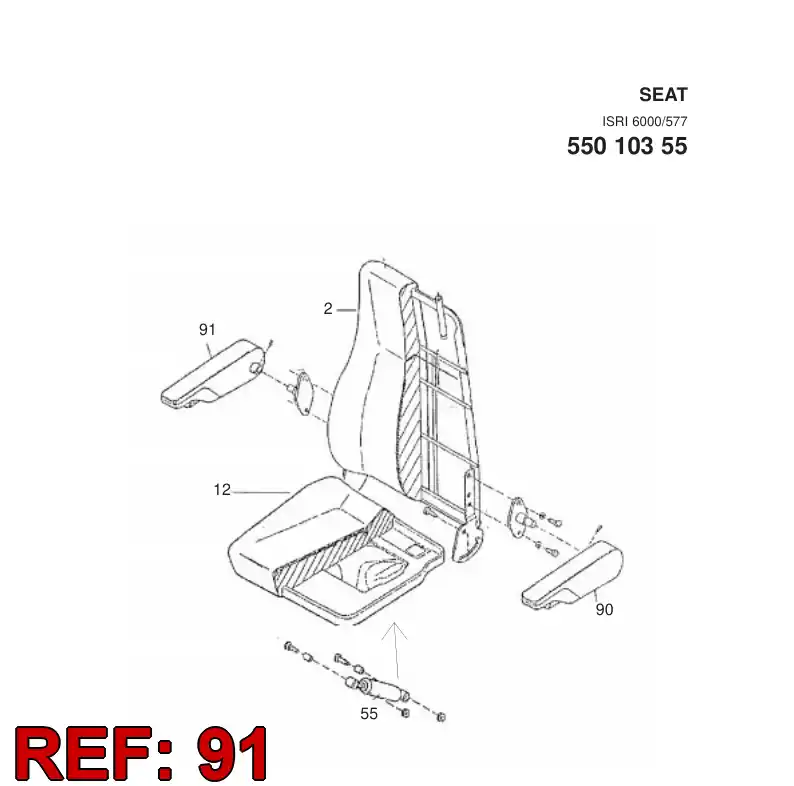 55071452 550 714 52 ARMREST - Sandvik Technical Drawing