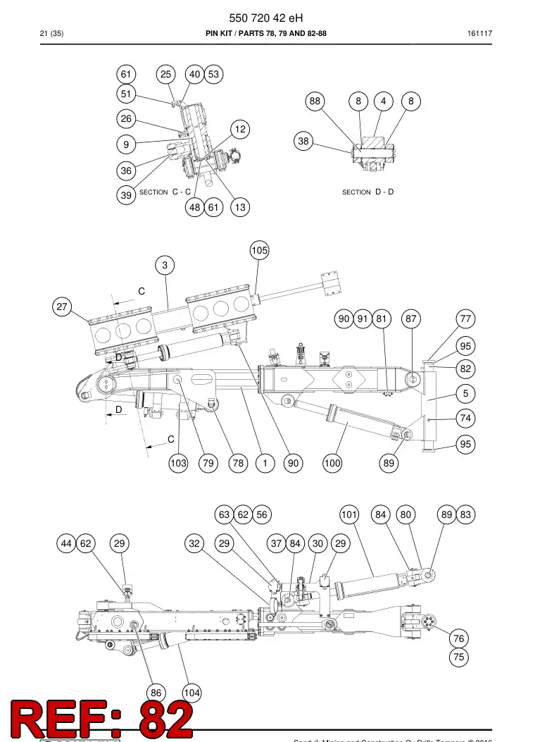 55071654a 550 716 54a Shaft - Sandvik Technical Drawing