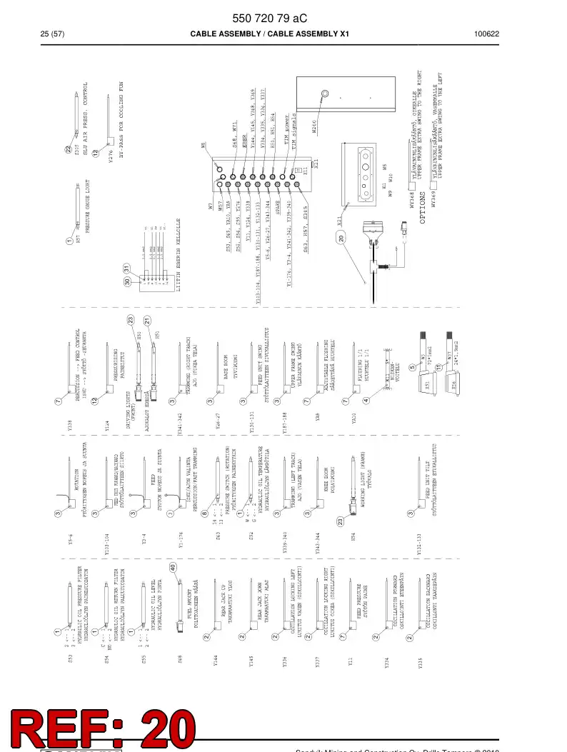 55071670 550 716 70 Cable assembly - Sandvik Technical Drawing