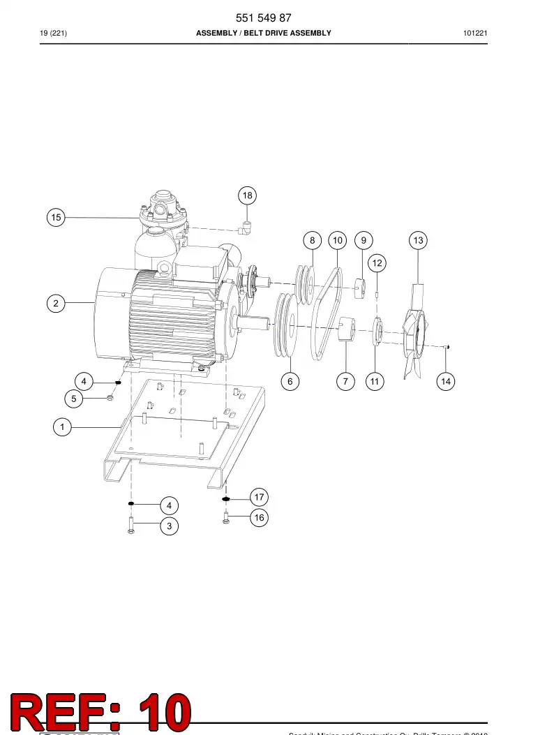 55071765 550 717 65 V-belt - Sandvik Technical Drawing