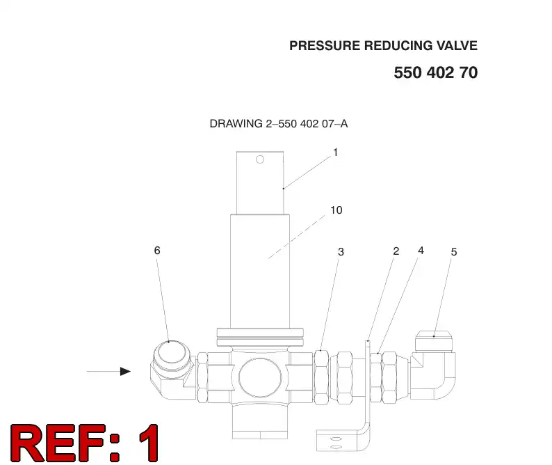 55071913 550 719 13 Valve, Pressure Reducing - Sandvik Technical Drawing