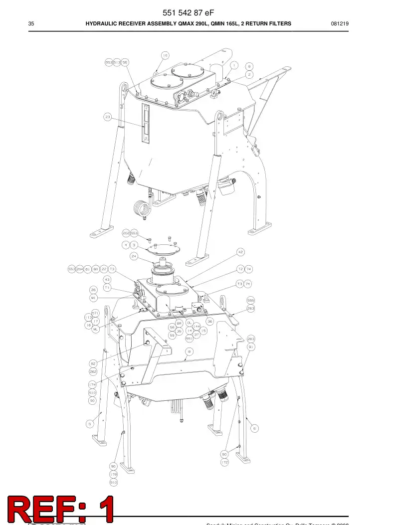 55071918 550 719 18 Hydraulic receiver - Sandvik Technical Drawing