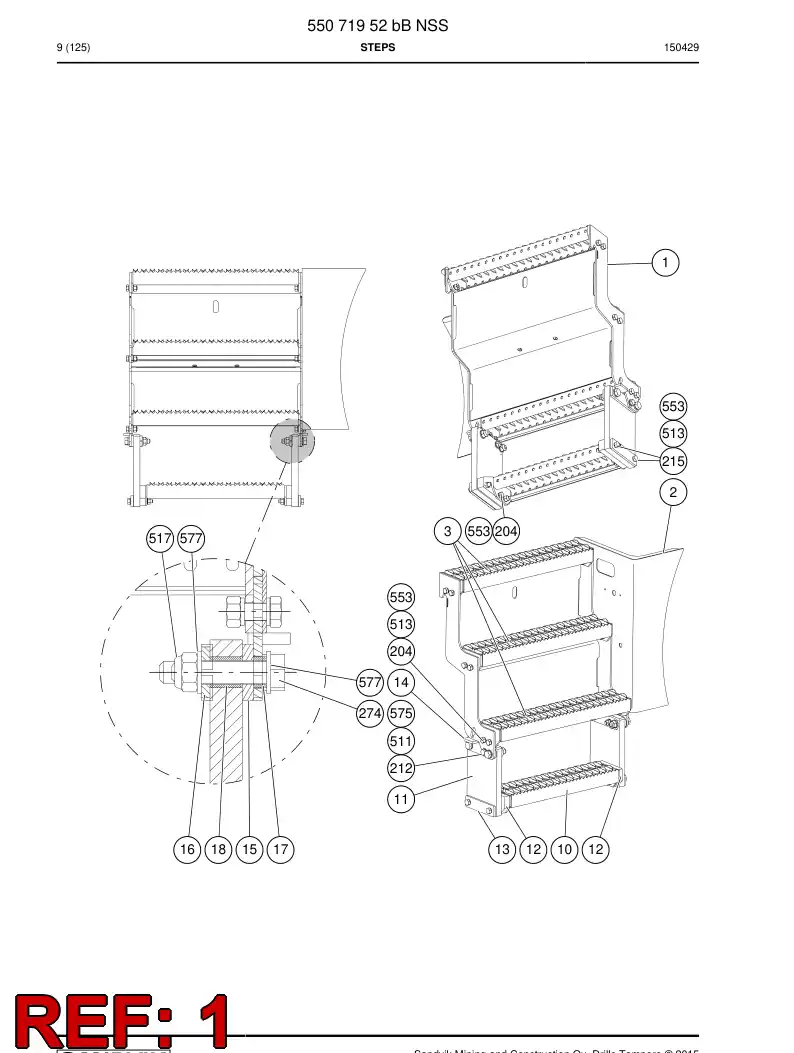 55071951a 550 719 51a Frame - Sandvik Technical Drawing