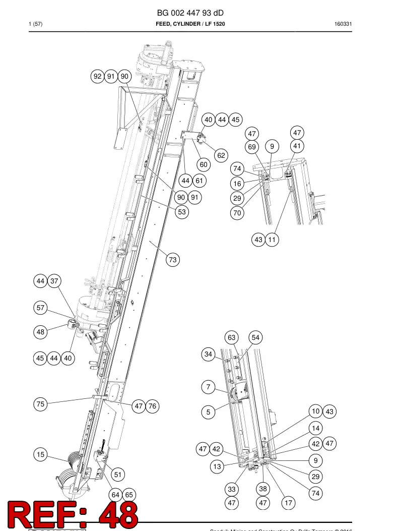 55072135 550 721 35 Support, Hose - Sandvik Technical Drawing