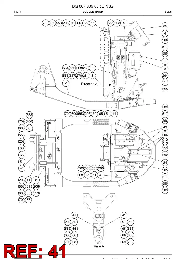 55072466 550 724 66 Hose Support Assembly - Sandvik Technical Drawing