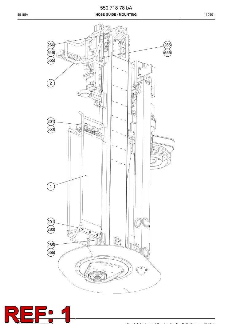 55072512a 550 725 12a Guide, Hose - Sandvik Technical Drawing