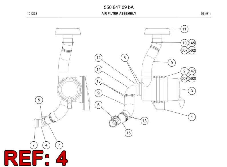 55072719 550 727 19 Intake pipe - Sandvik Technical Drawing