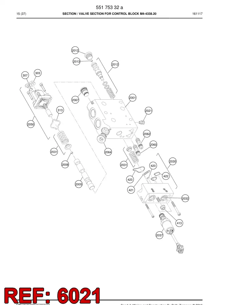55072788 550 727 88 Valve, Shuttle - Sandvik Technical Drawing