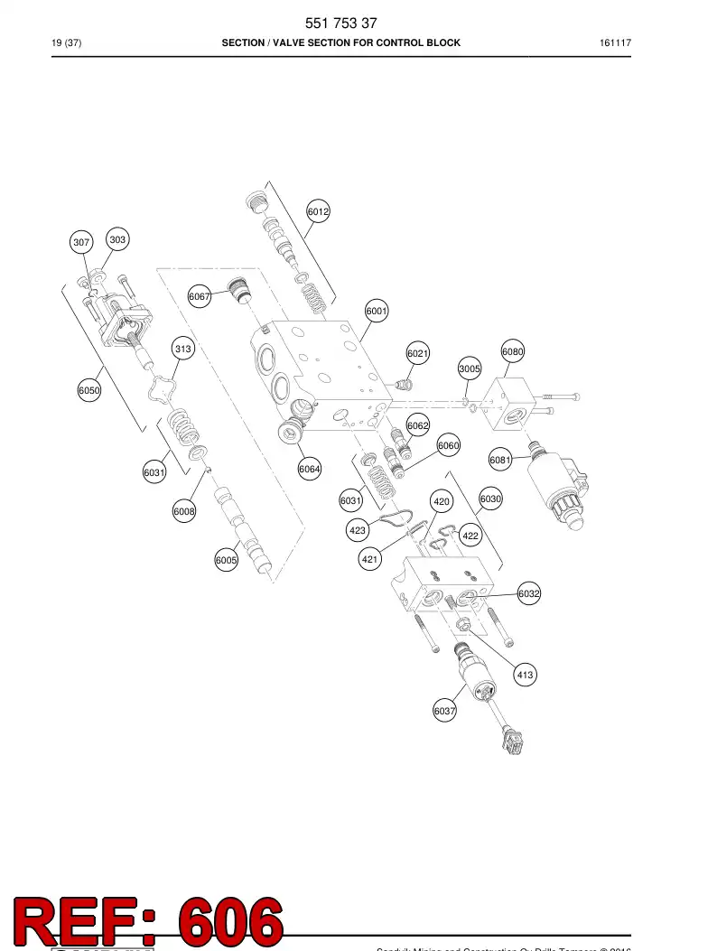 55072921 550 729 21 Valve, Pressure Relief - Sandvik Technical Drawing