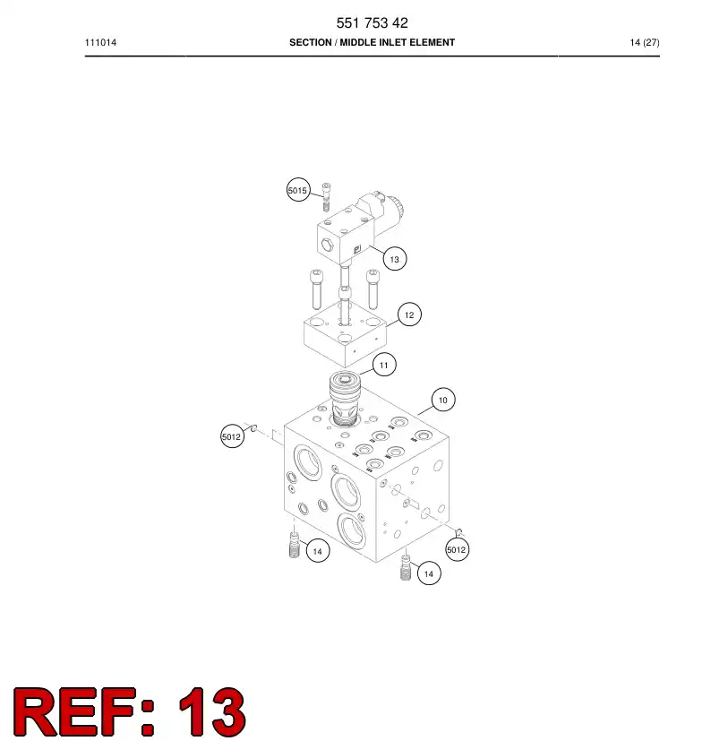 55073038a 550 730 38a Directional valve - Sandvik Technical Drawing