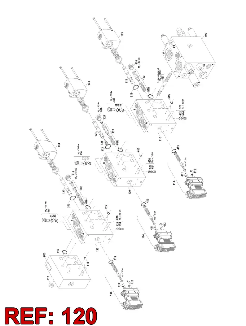 55073080 550 730 80 VALVE SECTION - Sandvik Technical Drawing