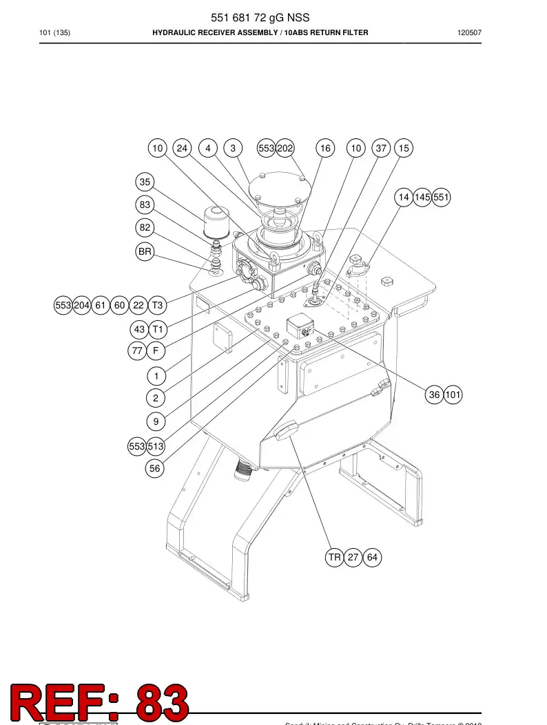 55073236 550 732 36 Swivel nut male adapter - Sandvik Technical Drawing