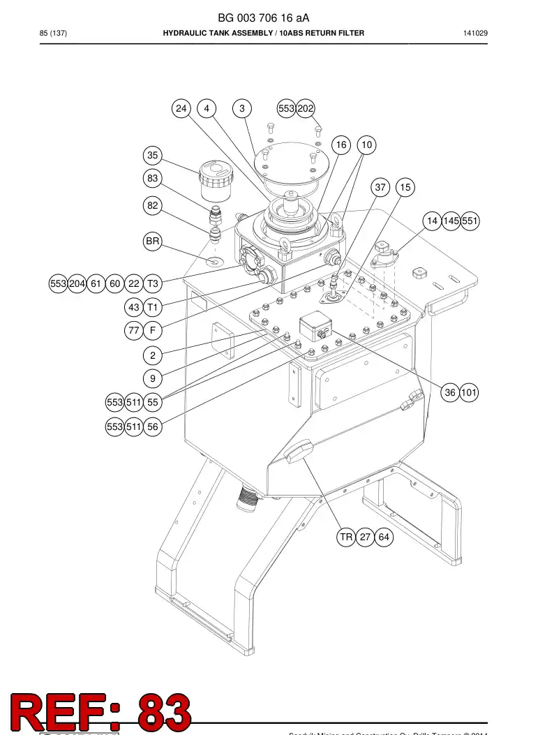 55073236a 550 732 36a Swivel nut male adapter - Sandvik Technical Drawing