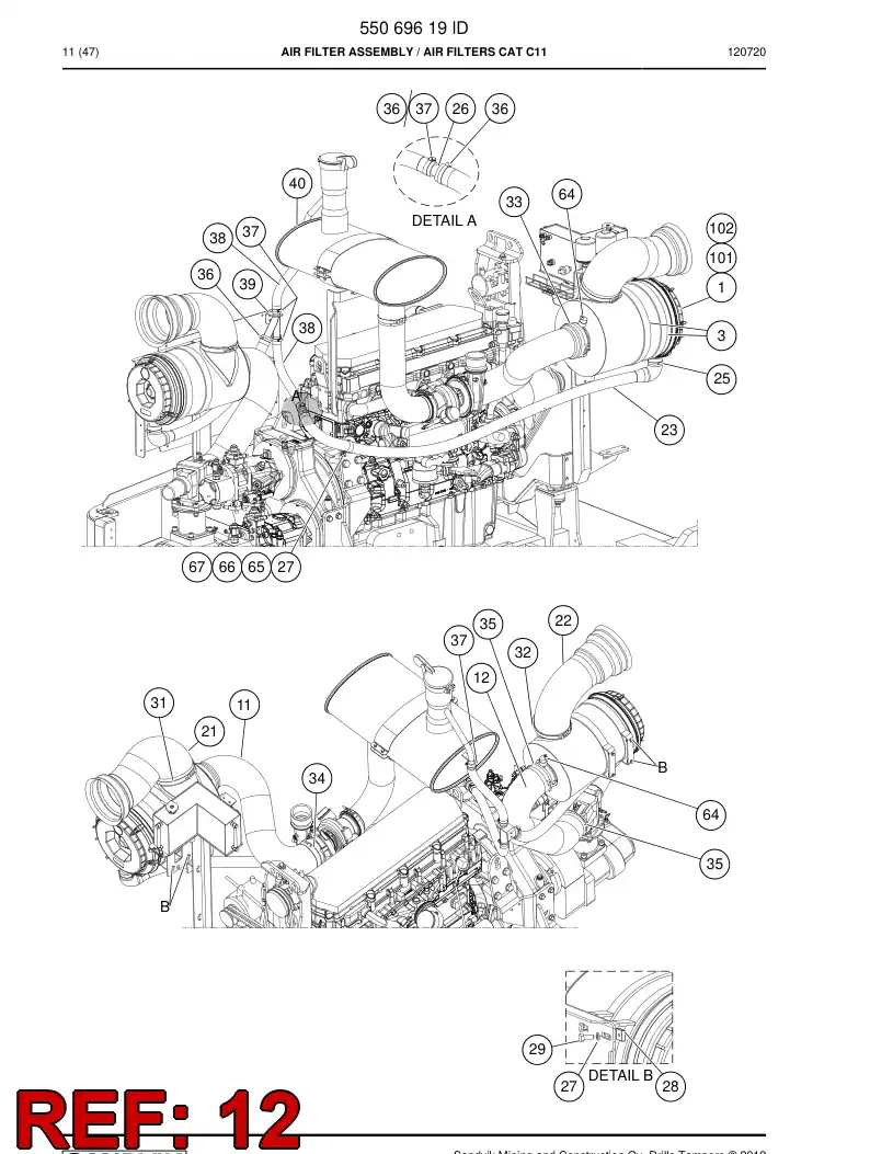 55073857 550 738 57 Rubber hose - Sandvik Technical Drawing