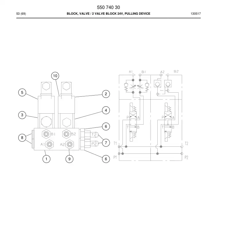 55074030 550 740 30 Block, Valve - Sandvik Technical Drawing