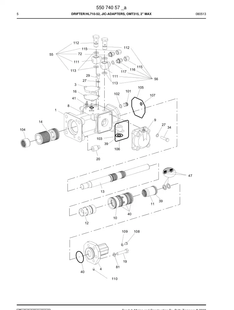 55074057 550 740 57 DRIFTER - Sandvik Technical Drawing