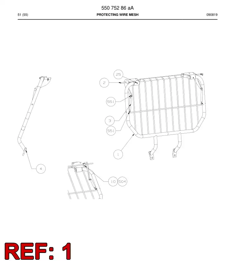 55074082 550 740 82 Safety Grate - Sandvik Technical Drawing