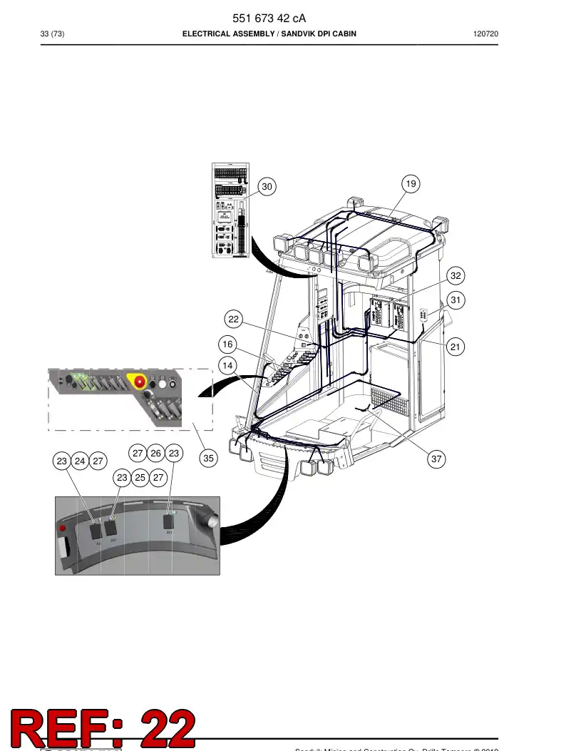 55074353d 550 743 53d Cable, Pre-Wired Plug - Sandvik Technical Drawing
