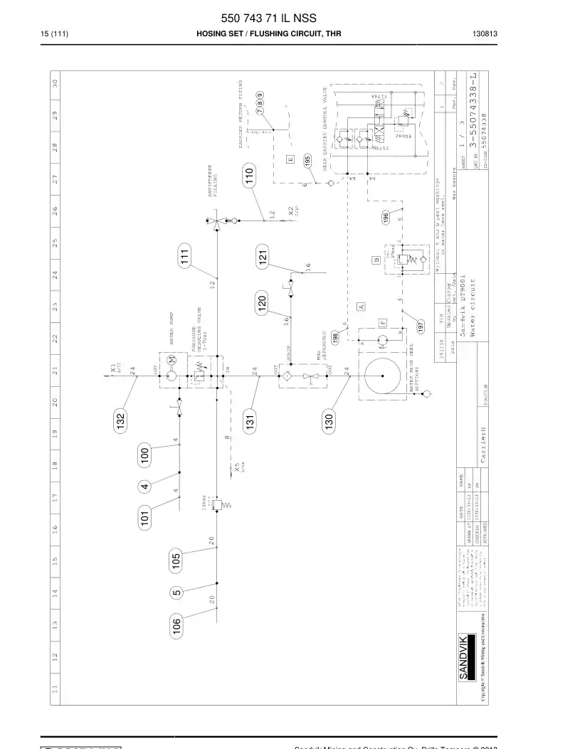 55074371l 550 743 71l Hosing Set - Sandvik Technical Drawing