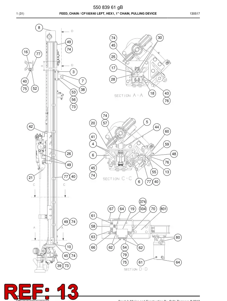 55074443b 550 744 43b Bracket - Sandvik Technical Drawing