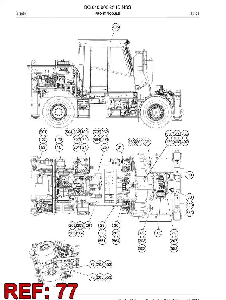 55074716 550 747 16 Support, Hose - Sandvik Technical Drawing