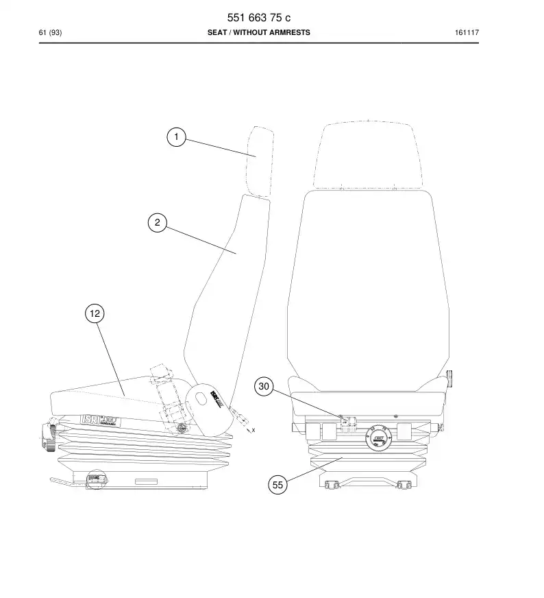 55074796a 550 747 96a Headrest - Sandvik Technical Drawing