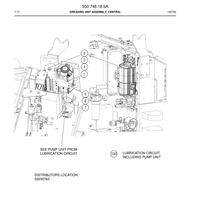 55074818b 550 748 18b Greasing Unit Assembly, Central - Sandvik Technical Drawing