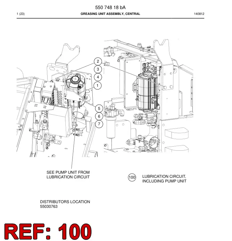 55074819e 550 748 19e Schematic, Greasing - Sandvik Technical Drawing