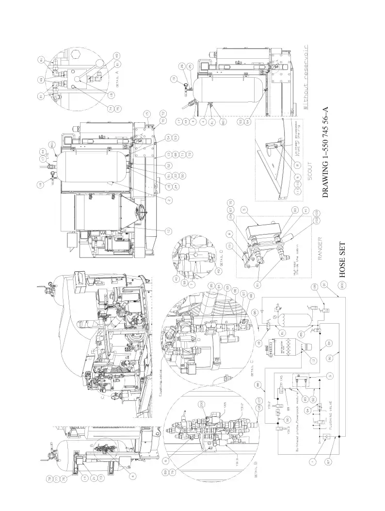 55074985aA 550 749 85aA HOSE SET, WATER INJECTION (1-5 - Sandvik Technical Drawing
