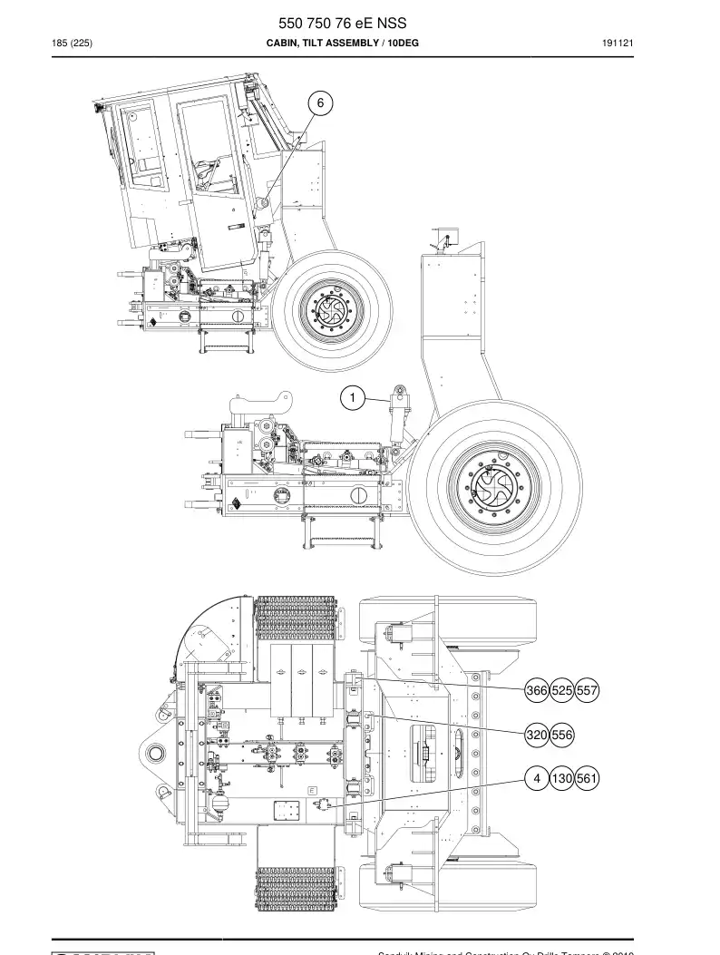 55075076e 550 750 76e Cabin, Tilt Assembly - Sandvik Technical Drawing