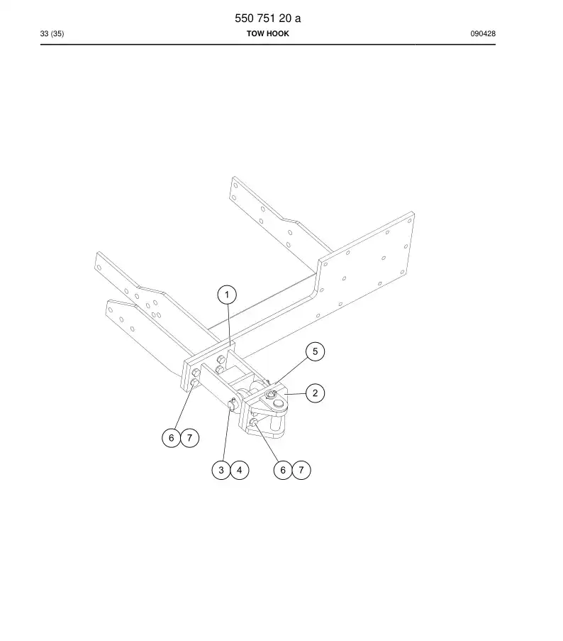 55075120a 550 751 20a TOW HOOK - Sandvik Technical Drawing