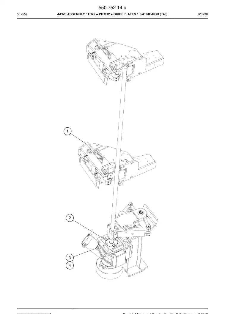 55075214c 550 752 14c Jaws Assembly - Sandvik Technical Drawing