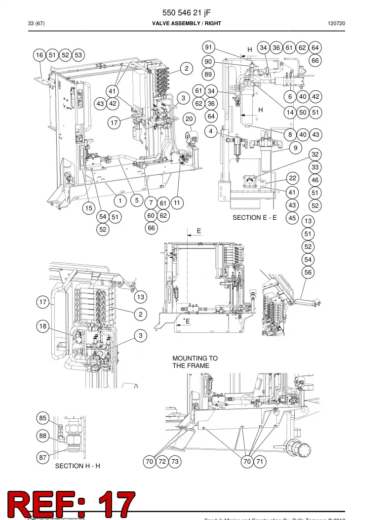 55075263 550 752 63 Supporting block assembly - Sandvik Technical Drawing