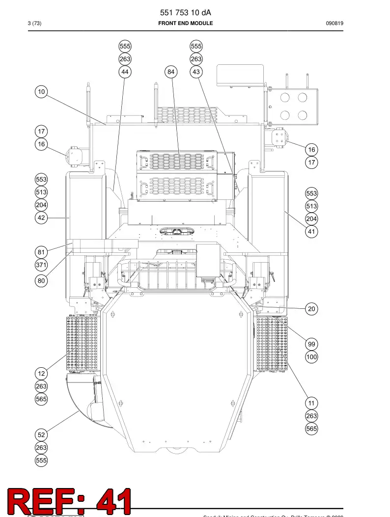55075418 550 754 18 Mud guard assembly - Sandvik Technical Drawing
