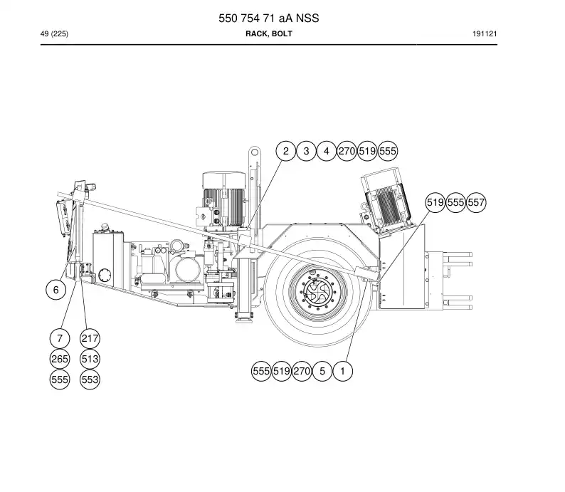 55075471a 550 754 71a Rack, Bolt - Sandvik Technical Drawing